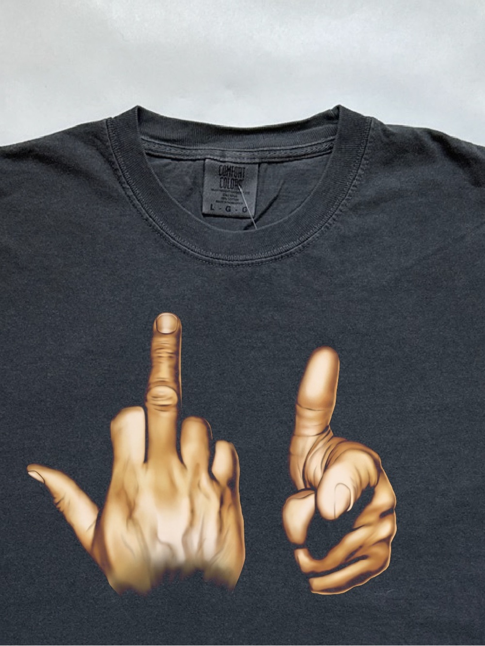 Modern vintage middle finger offensive F You tshirt retro graphic tee